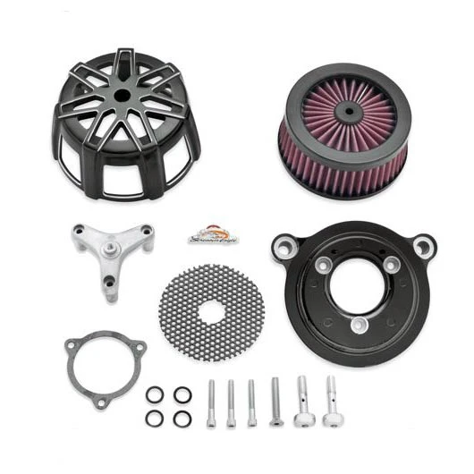 Harley Davidson Screamin Eagle Chisel Extreme Billet Air Cleaner Kit Hi Flow, Black