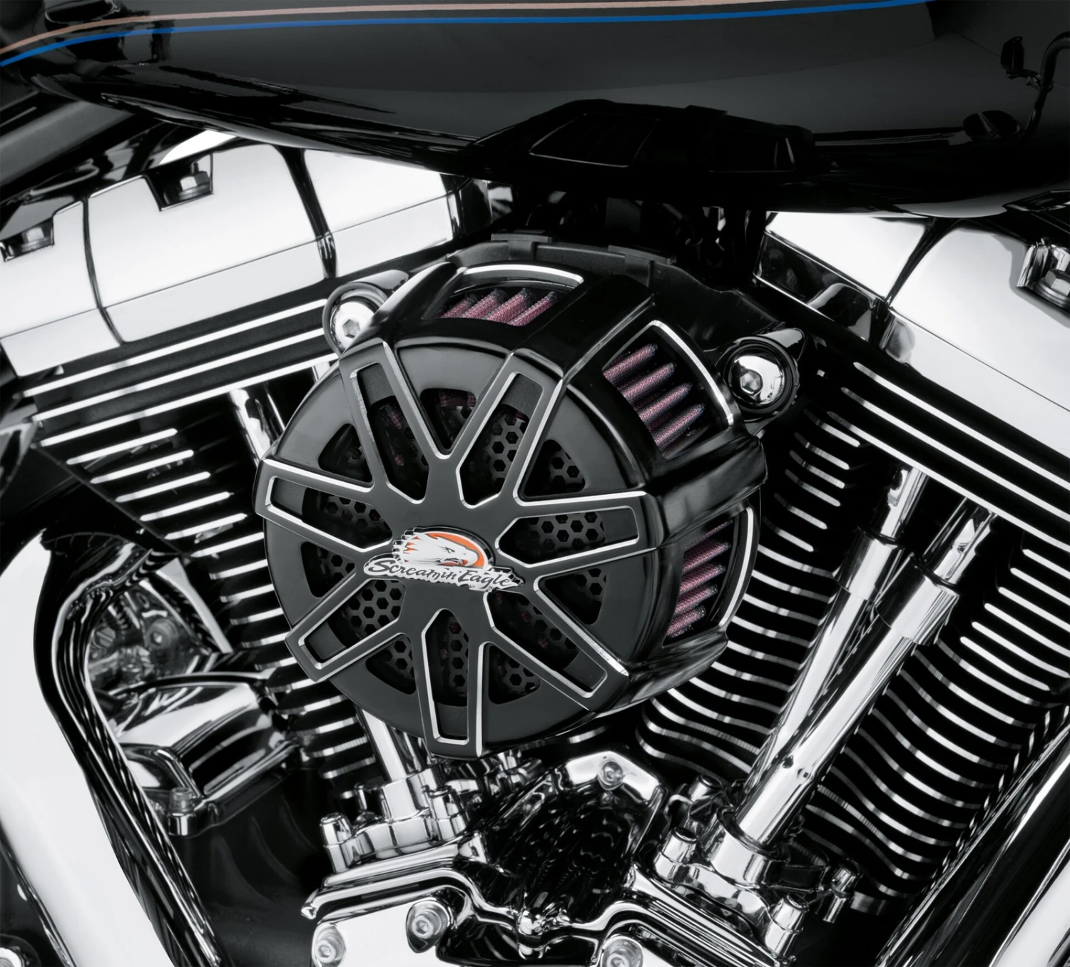 Harley Davidson Screamin Eagle Chisel Extreme Billet Air Cleaner Kit, Black – Bild 2