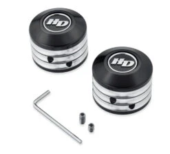 Harley Davidson Front Axle Nut Covers Defiance Black Cut