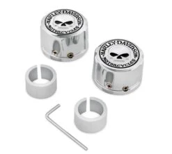 Harley Davidson Front Axle Nut Cover Kit Willie G Skull Chrome