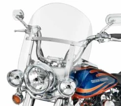 Harley Davidson King-Size Detachable Windshield 16" Clear & Polished Braces