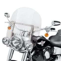 Harley Davidson King-Size Detachable Windshield 18" Clear & Polished Braces