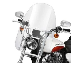 Harley Davidson Quick-Release Compact Windshield 18" Clear & Polished Braces