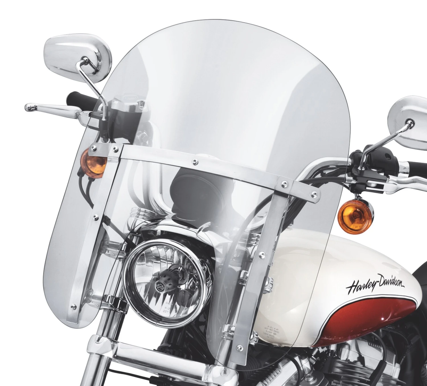 Harley Davidson Quick-Release Compact Windshield 14" Light Smoke & Polished Braces