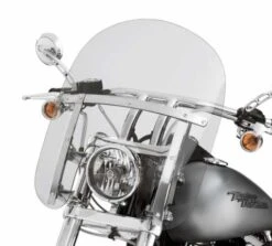Harley Davidson Quick-Release Compact Windshield 14" Light Smoke & Polished Braces