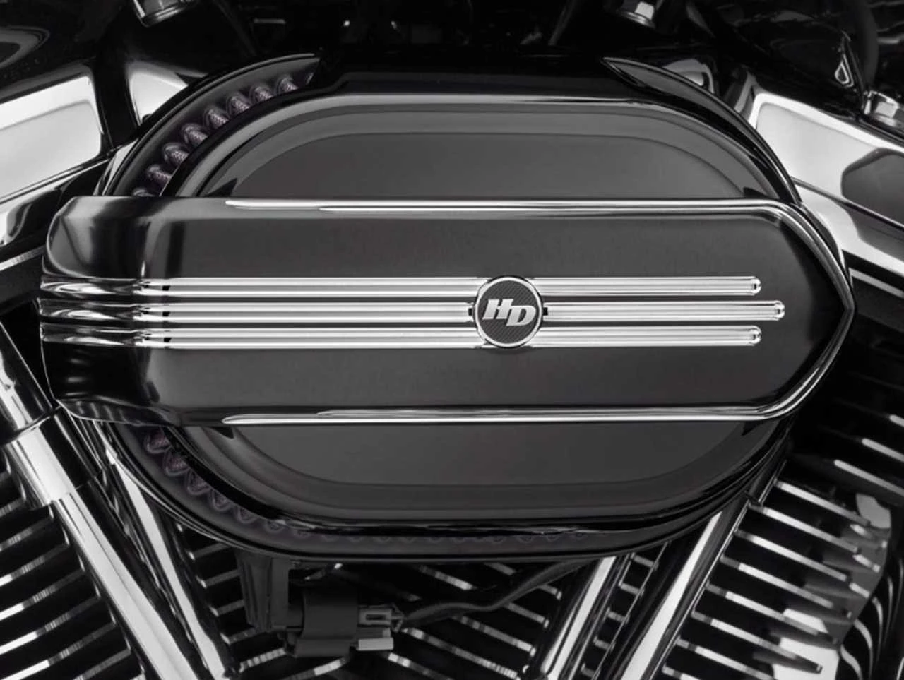 Harley Davidson Defiance Ventilator Air Cleaner Trim Black & Highlights – Bild 2