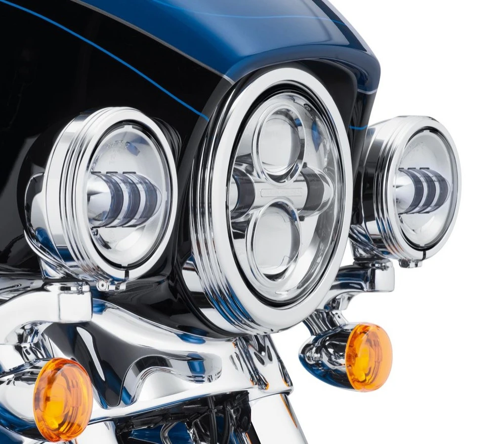 Harley Davidson Defiance Auxiliary Lamp Trim Rings 4" Chrome – Bild 3