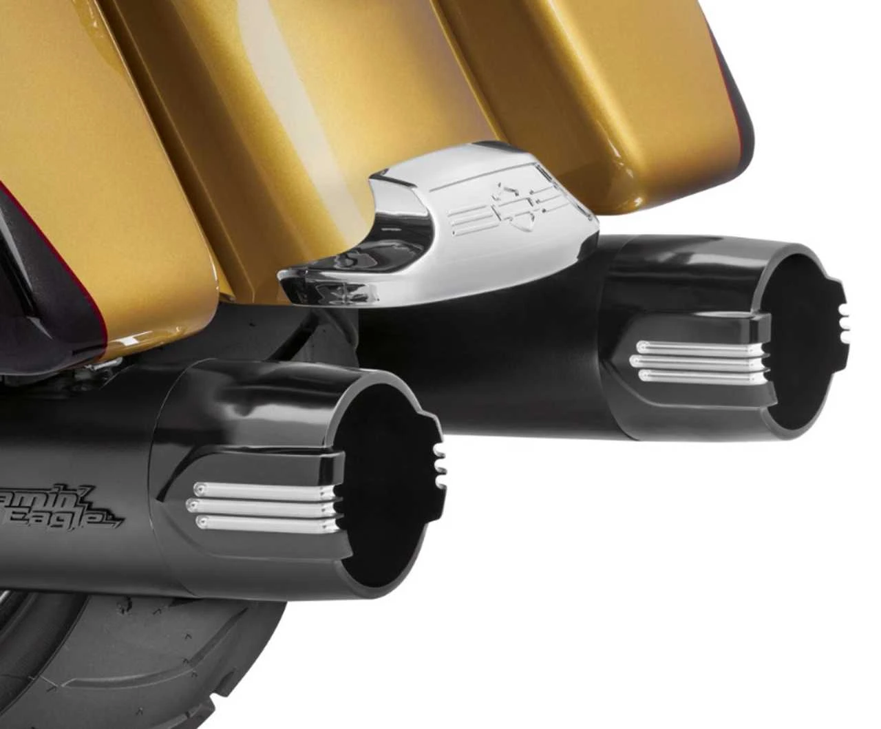 Harley Davidson Defiance 4.5" End Caps Black Cut – Bild 2